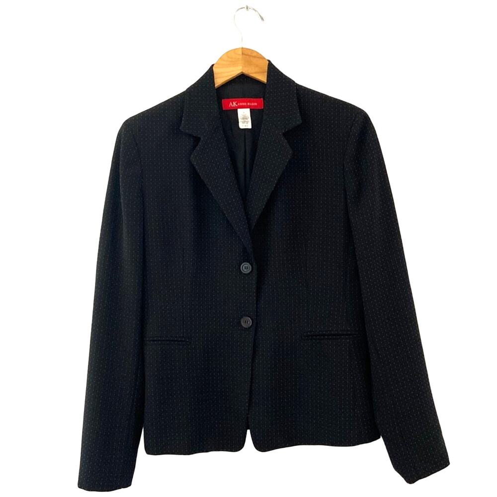 Anne Klein Women's Career Blazer Size 4 Black Tiny Polka Dot Professional Work